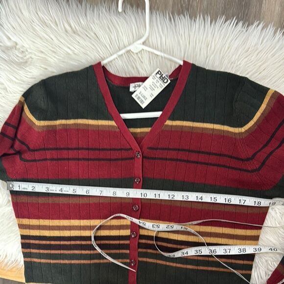 Paul Harris Vintage Design Red and Green Striped Cardigan Sweater Size XL NWT - Picture 3 of 8